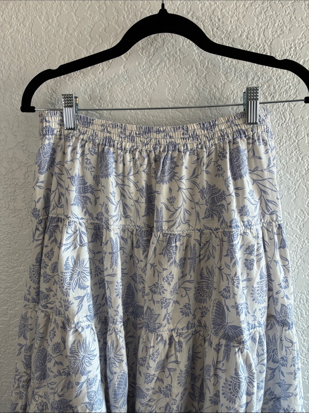Free People Full Swing Midi Skirt Blue Heron Printed Floral Cottagecore M - Picture 6 of 10
